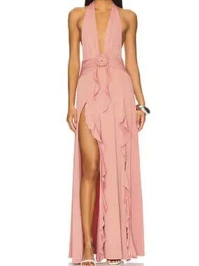 WEWOREWHAT Halter Ruffle Maxi Dress NWT